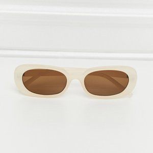 UV400 Oval Full Rim Sunglasses in Cream